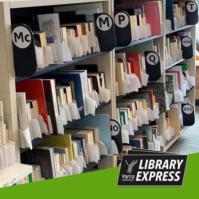 Bookshelf with Library Express logo